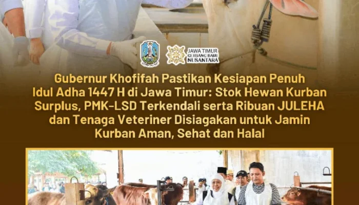 Gubernur Khofifah Soroti Kesiapan Hewan Kurban, Pastikan Stok Surplus di Idul Adha 1447 H