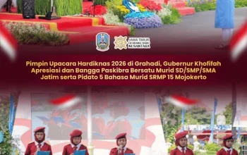 Gubernur Khofifah Pimpin Hardiknas 2026, Paskibra Lintas Jenjang Tuai Pujian