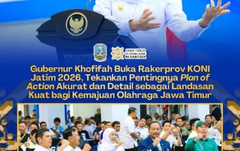 Gubernur Khofifah Dorong Penguatan SDM dan Tata Kelola Olahraga Saat Rakerprov KONI Jatim 2026