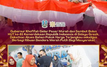 Bagikan Ribuan Bendera Merah Putih, Gubernur Khofifah Perkuat Semangat Nasionalisme dan Ketahanan Ekonomi Warga